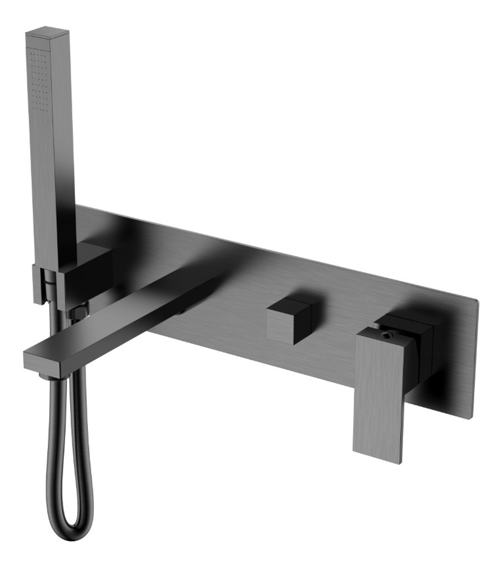 Смеситель для ванны встроенный Qubic Matt Gun Metal