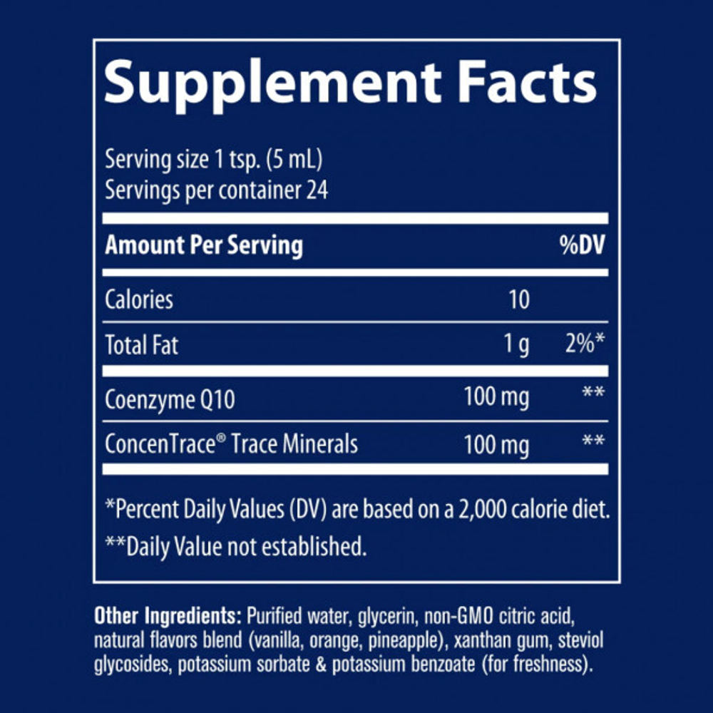 Trace Minerals Liquid CoQ10 100 mg 118 ml, Жидкий Коэнзим Q10 со вкусом мандарина