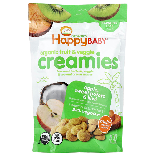 Happy Family Organics, Happy Baby, органический крем из фруктов и овощей, для малышей, с яблоком, бататом и киви, 28 г (1 унция)