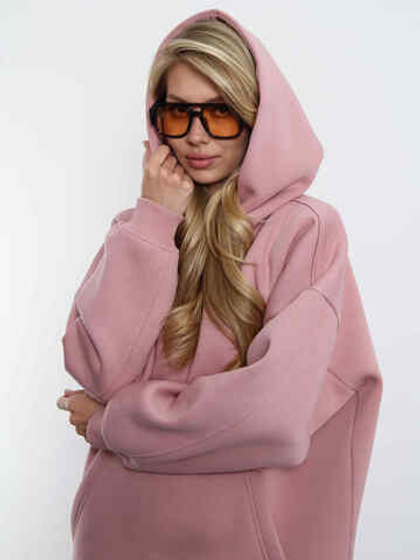 Худи женское оверсайз с начесом basis Розовая Пудра