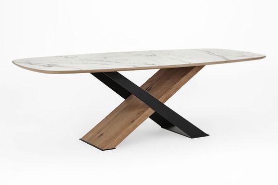 Стол Остин нераздвижной (дуб/т.020 меловой дуб/т.н.м.820 черная шагрень/керамика 2 50 равена)