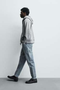 ZARA ДЖИНСЫ SLIM TAPERED FIT, ВЫЦВЕТШИЙ СИНИЙ