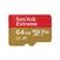 Карта памяти SanDisk Extreme microSDXC 64 Гб V30, UHS-I Class 3 (U3), Class 10 (SDSQXA2-064G-GN6MA)