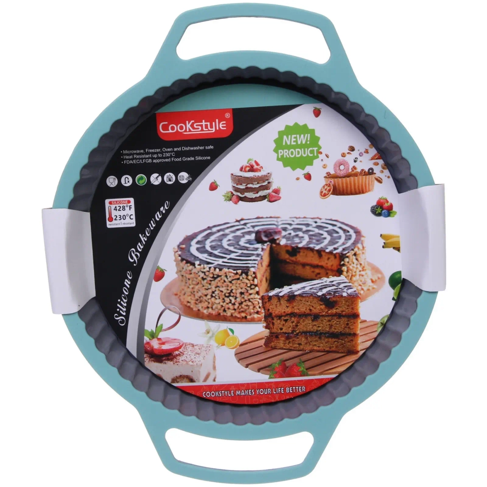 Форма силиконовая «CooKstyle» круглая с ручками 23*31*3см, с металлической вставкой