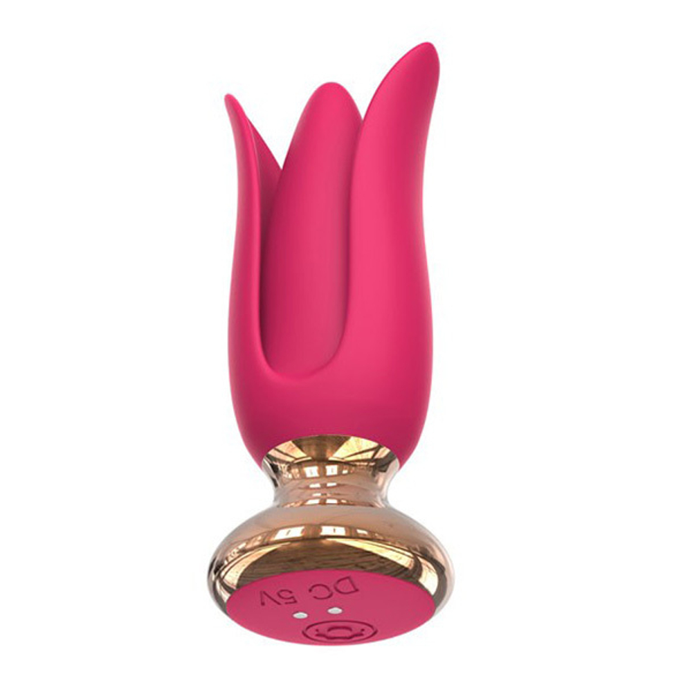 Розовая анальная вибровтулка 12,4см с лепестками I-Moon MY-626