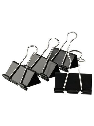 Зажимы для бумаг 51мм 12 штук черные