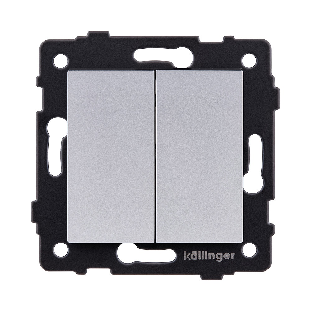 Выключатель 2-клавишный 10А/250В, серый Kollinger REA-S-007GY для Aspekt, Eleganz, Reflex