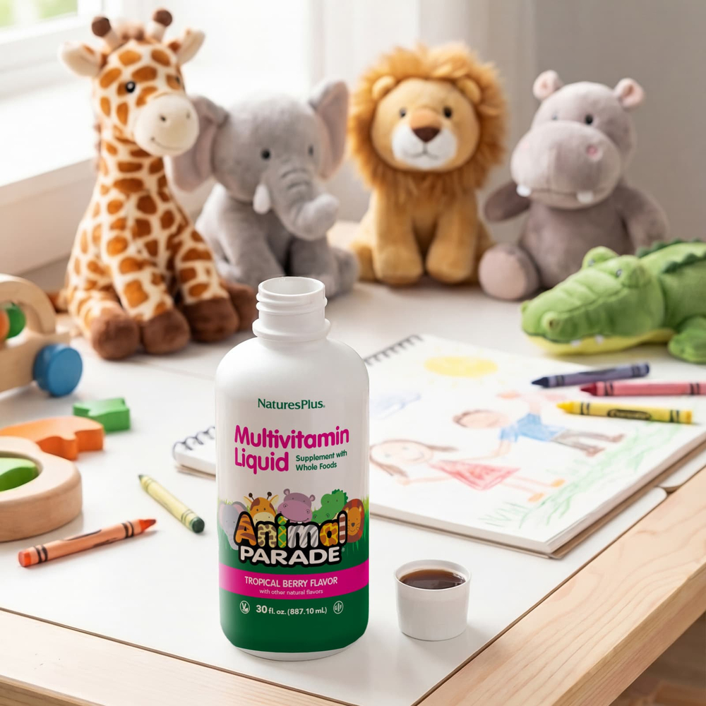 NaturesPlus, Animal Parade®, жидкий мультивитаминный комплекс, со вкусом тропических ягод, 887,1 мл (30 жидк. унций)