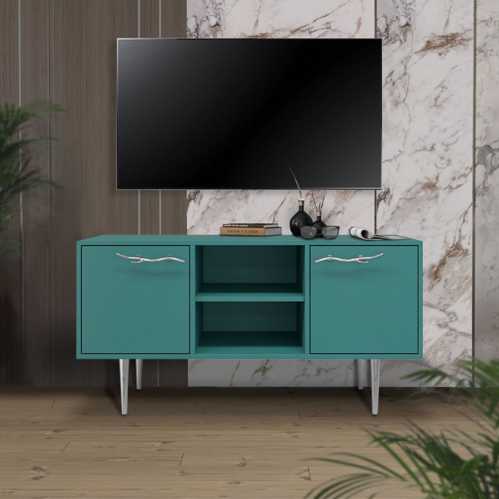 Тумба под ТВ Арт Колор matte 117см Стайл Сильвер Пастельно-синий матовый