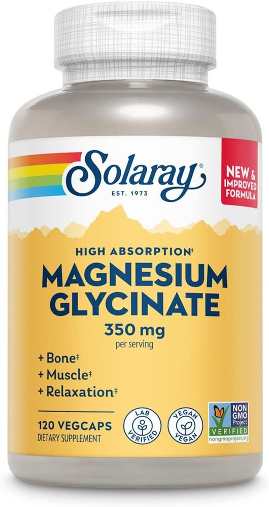 Solaray High Absorption Magnesium Glycinate, 350 mg 120 Veg Caps / Глицинат магния с высокой усвояемостью