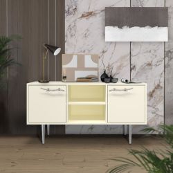 Тумба под ТВ Арт Колор matte 117см Стайл Сильвер Кремовый белый матовый