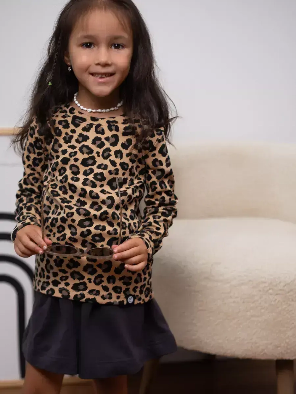 Лонгслив леопардовый в рубчик кофта для девочки