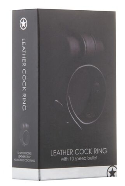 Утяжка на пенис с виброэлементом Leather Cock Ring (Цвет: черный)