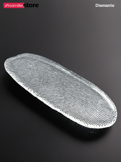 Блюдо овальное 42 см. из стекла, Diamante