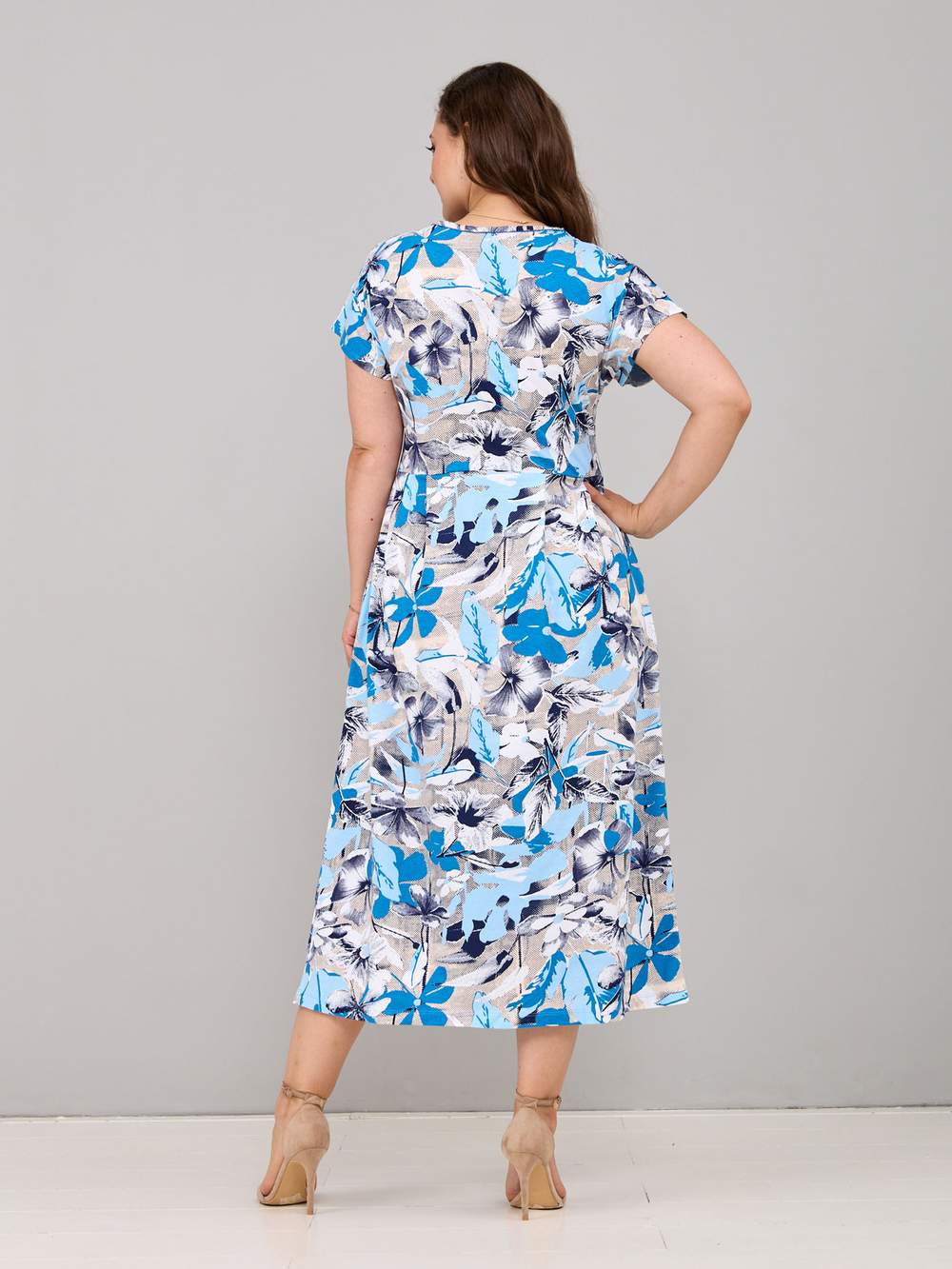 Платье П-026/индигоцветы-точки