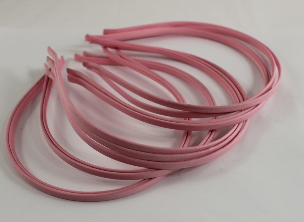 `Ободок металл обтянутый тканью 5 мм, цвет: светло-розовый
