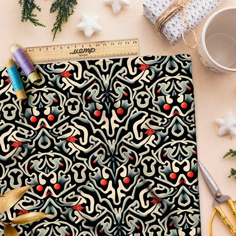 Ткань габардин  каллиграфия