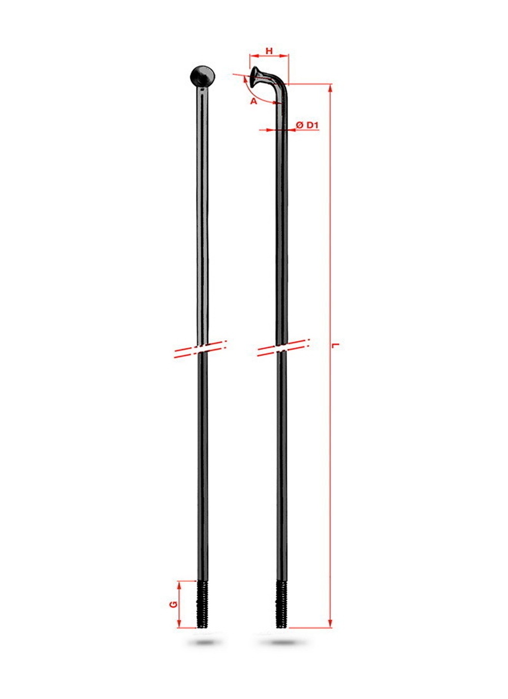 Спица Rodi Round Galvanized, черный, без ниппеля, 2,0X292mm