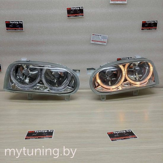 Передние фары angel eyes chrome для Volkswagen Golf 3