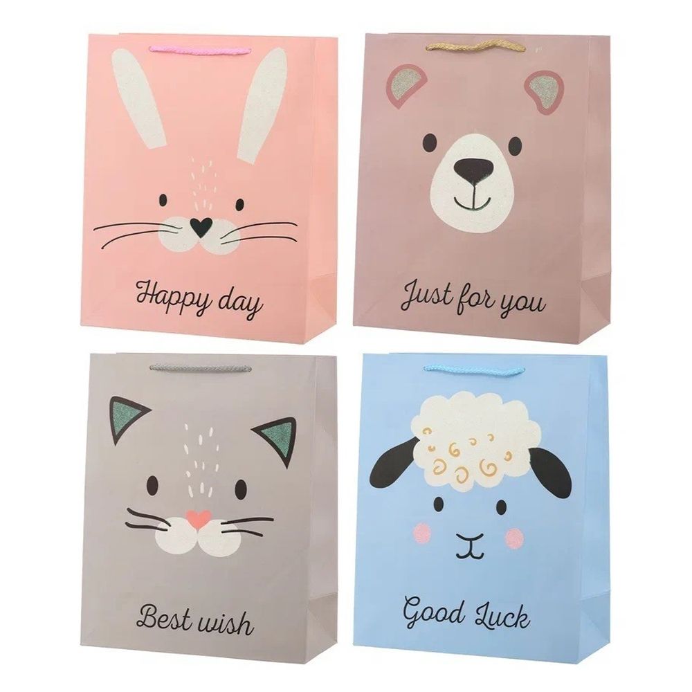 Подарочный пакет Basir, серия "Милые зверята с пожеланиями", 31*41*12 см, ассорти Подарочный пакет Basir, серия "Милые зверята с пожеланиями", 31*41*12 см, ассорти