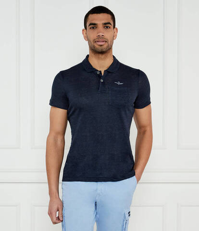 Льняное поло Aeronautica Militare - темно-синий(PO1855J679)