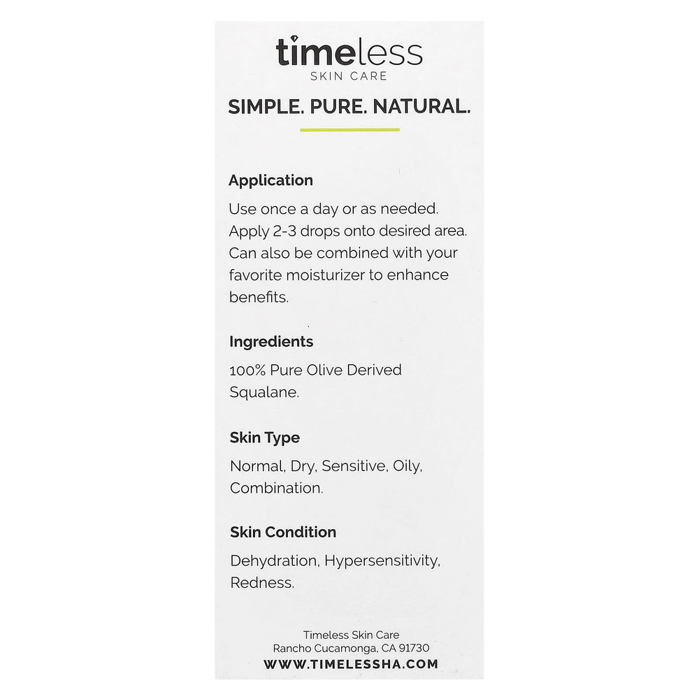 Timeless Skin Care, 100% чистое масло сквалана, 30 мл (1 жидк. унц.)