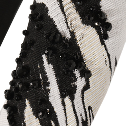 Ободок с принтом расшитый черным бисером