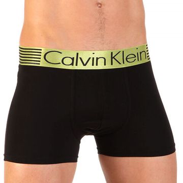 Мужские трусы боксеры Calvin Klein черные с зеленой резинкой