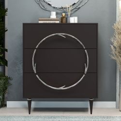 Комод Арт Колор matte Классик Сильвер с 3 ящиками Терпкий коричневый матовый