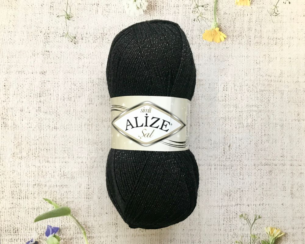 Пряжа ALIZE &quot;Simli Sal&quot;. 60 черный