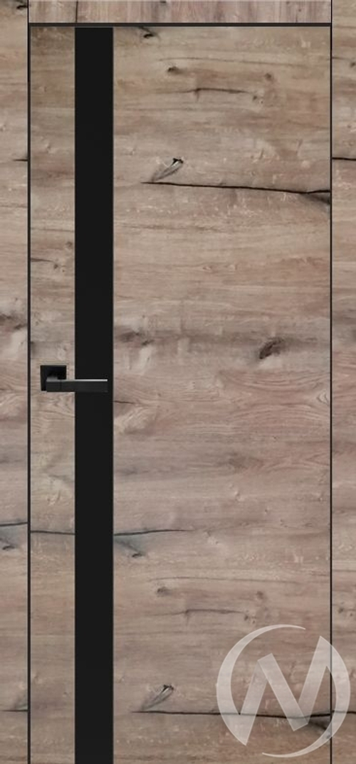 Дверь ЭКШ Тип Royal-2; 80; Дуб пацифика (темный); стекло черное
