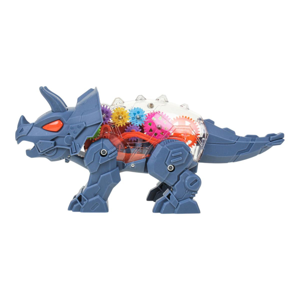 Динозавр на бат., 2 цв. в ассортименте, световые и звуковые эффекты, шестерёнки вращаются