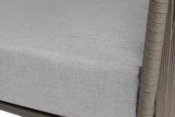 "Багамы" диван 3-местный плетеный из роупа, каркас алюминий бежево-серый (RAL7006) муар, роуп серо-коричневый 23мм, ткань светло-серая