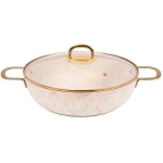 Сотейник 300/85мм с ручками , со стеклянной крышкой, АП линия «Грация» (белый/золото)