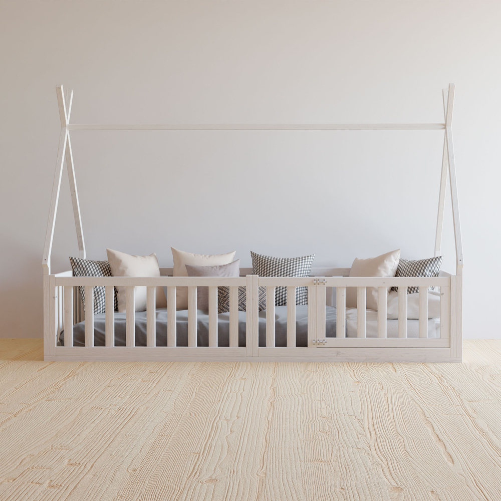 Надстройка к односпальной кровати 90х200 Афина из массива сосны, белая (1 вариант)