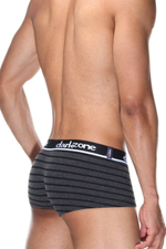 Темно-серые хлопковые трусы-хипсы в полоску (Размер: L) (Цвет: темно-серый)