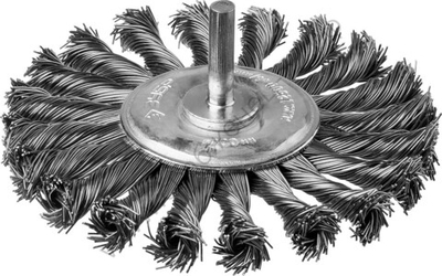 ЗУБР 100/6 мм, жгутированная стальная проволока, 0.5 мм, Щетка дисковая для дрели, ЭКСПЕРТ (3522-100)