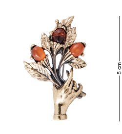 AM-3941 Брошь «Букет Настроения» (латунь, янтарь)