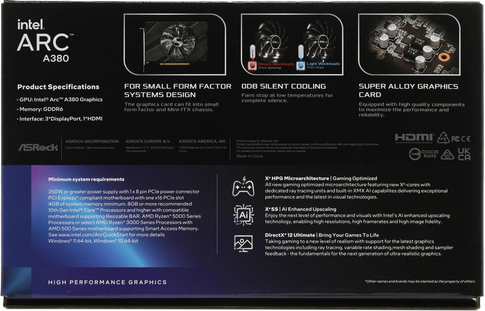 Видеокарта ASRock INTEL  ARC A380 A380 CLI 6GO 6ГБ Challenger, GDDR6, OC,  Ret