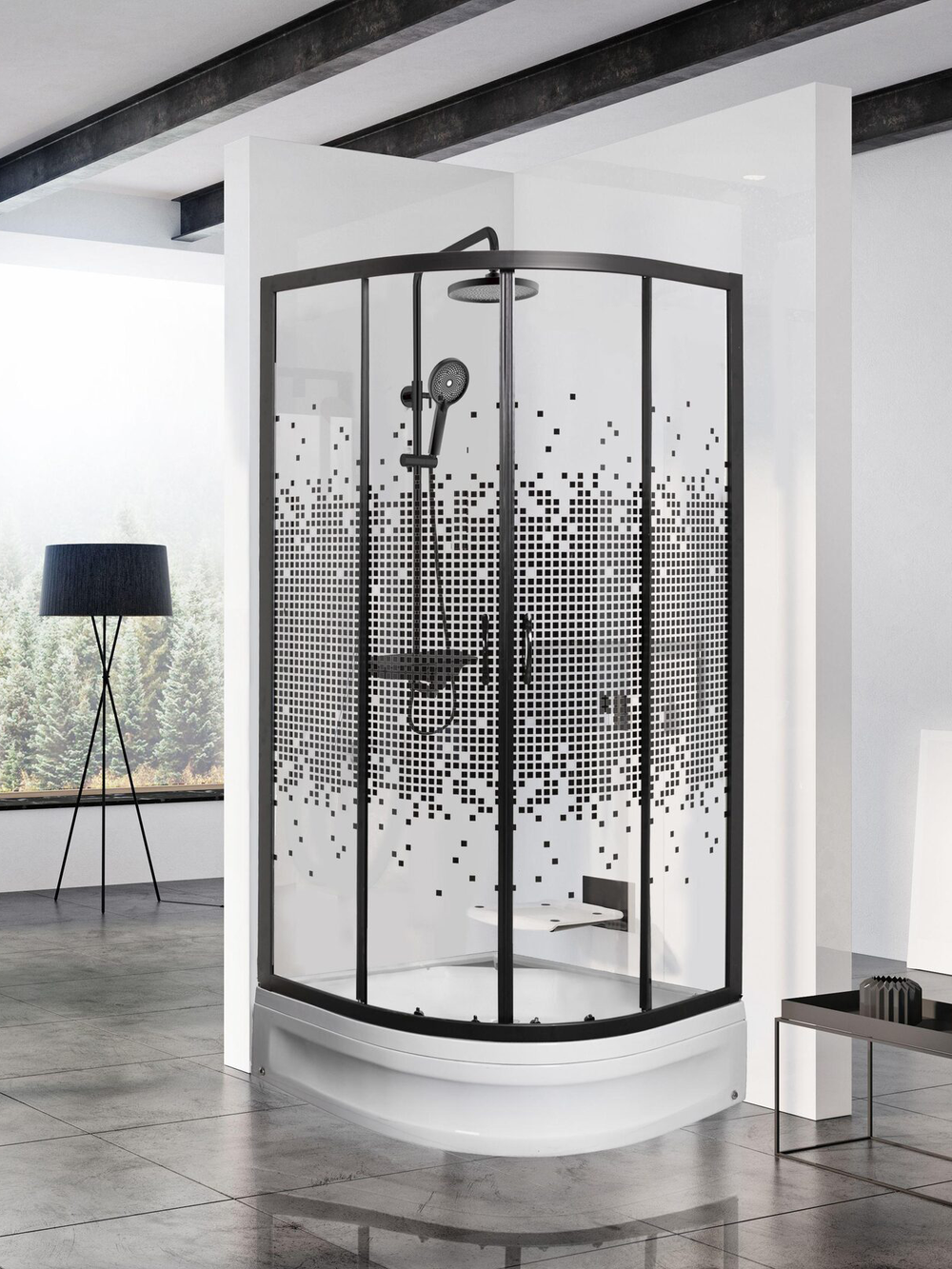 Душевое ограждение МОНОМАХ ДУ  90/180 МЗ BL  10000008620 без поддона