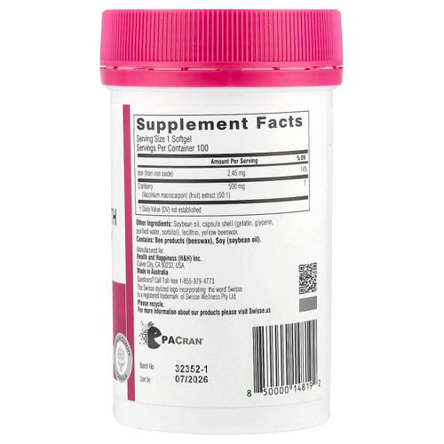 Swisse, Ultiboost®, клюква с повышенной силой действия, 25 000 мг, 100 капсул