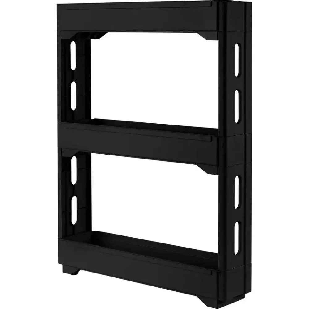 Этажерка Keeplex Black на колесиках трехсекционная узкая 53,7,8х71 см