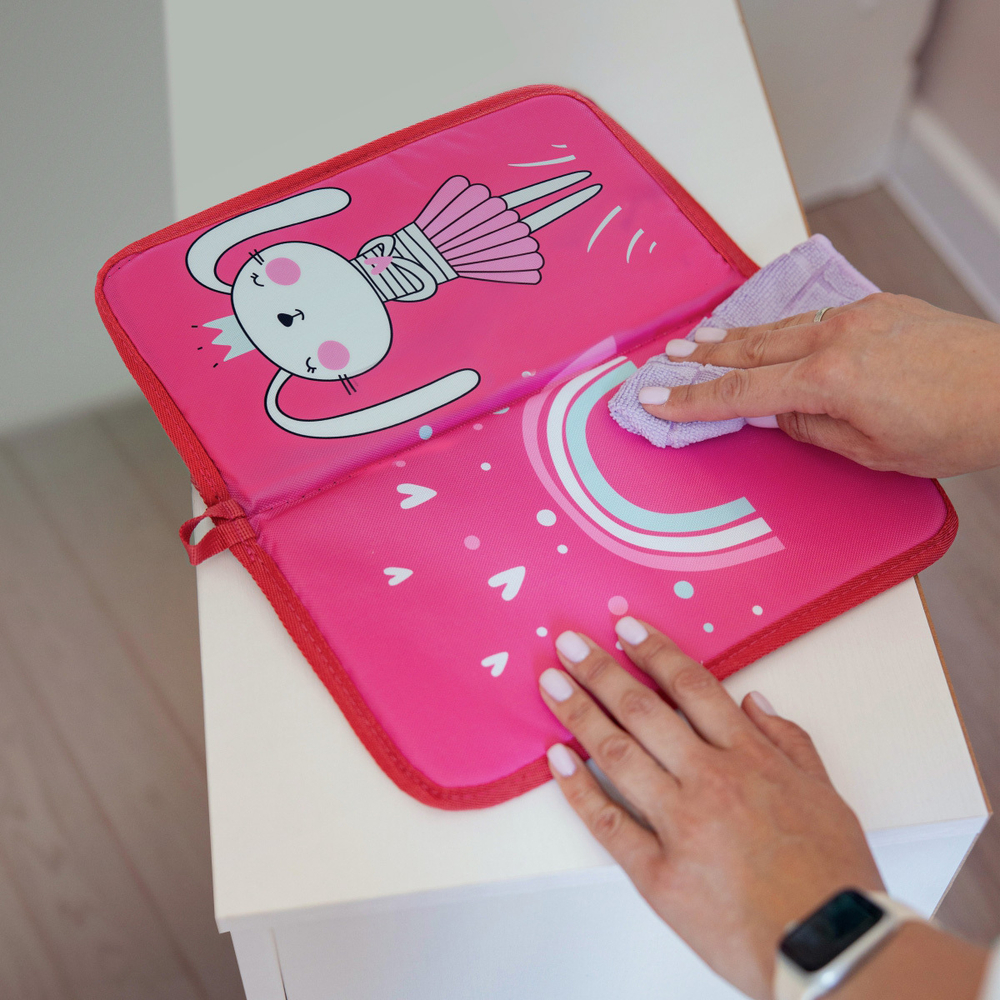 Набор для детского сада: кармашек, коврик, наклейки. Зайка