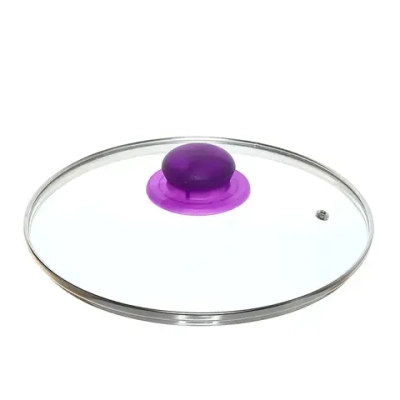 Крышка стеклянная 24см с пароотводом, цветная ручка