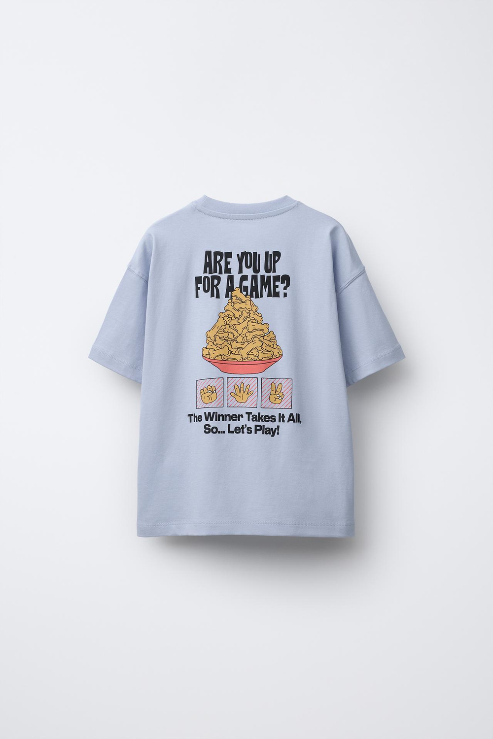 ZARA ФУТБОЛКА С ПРИНТОМ «СОБАКА», ВЫЦВЕТШИЙ СИНИЙ