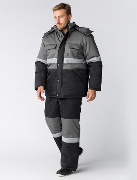 Костюм зимний Профи-Норд п/к, черный/серый