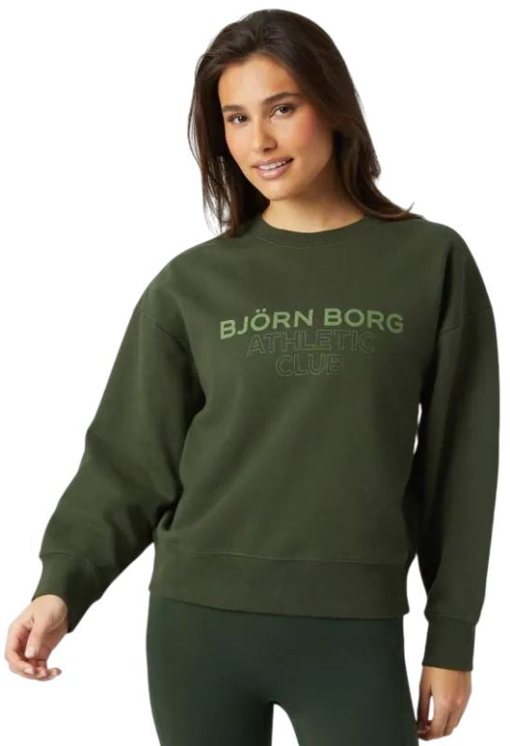 Женская Кофта теннисная Björn Borg Boyfriend Crew - зеленый