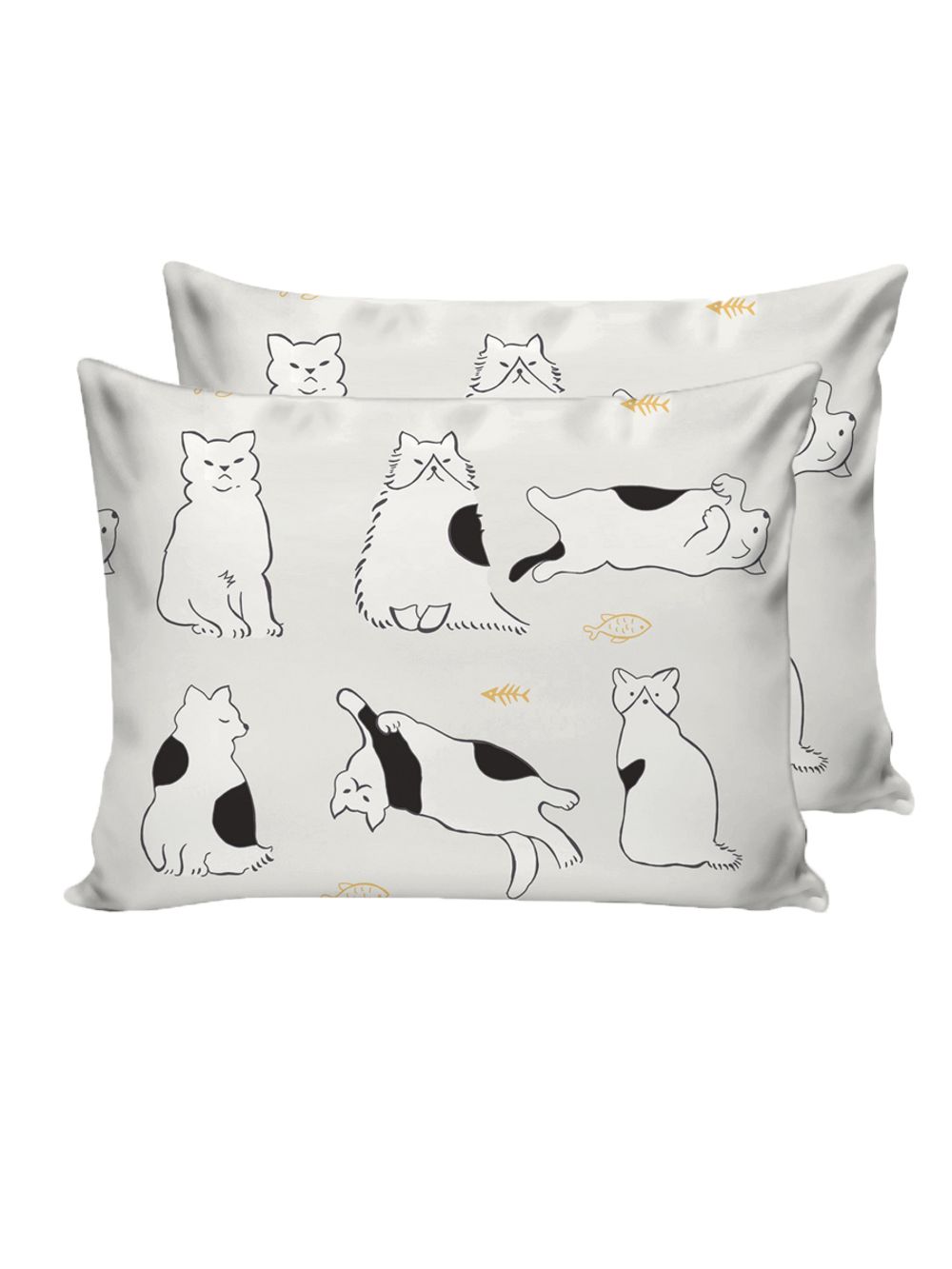 Постельное белье Сказка "Котики на сером" 2-спальный Наволочка 50х70 см 2 шт Простынь 240х215 см Пододеяльник 175х215 см, перкаль