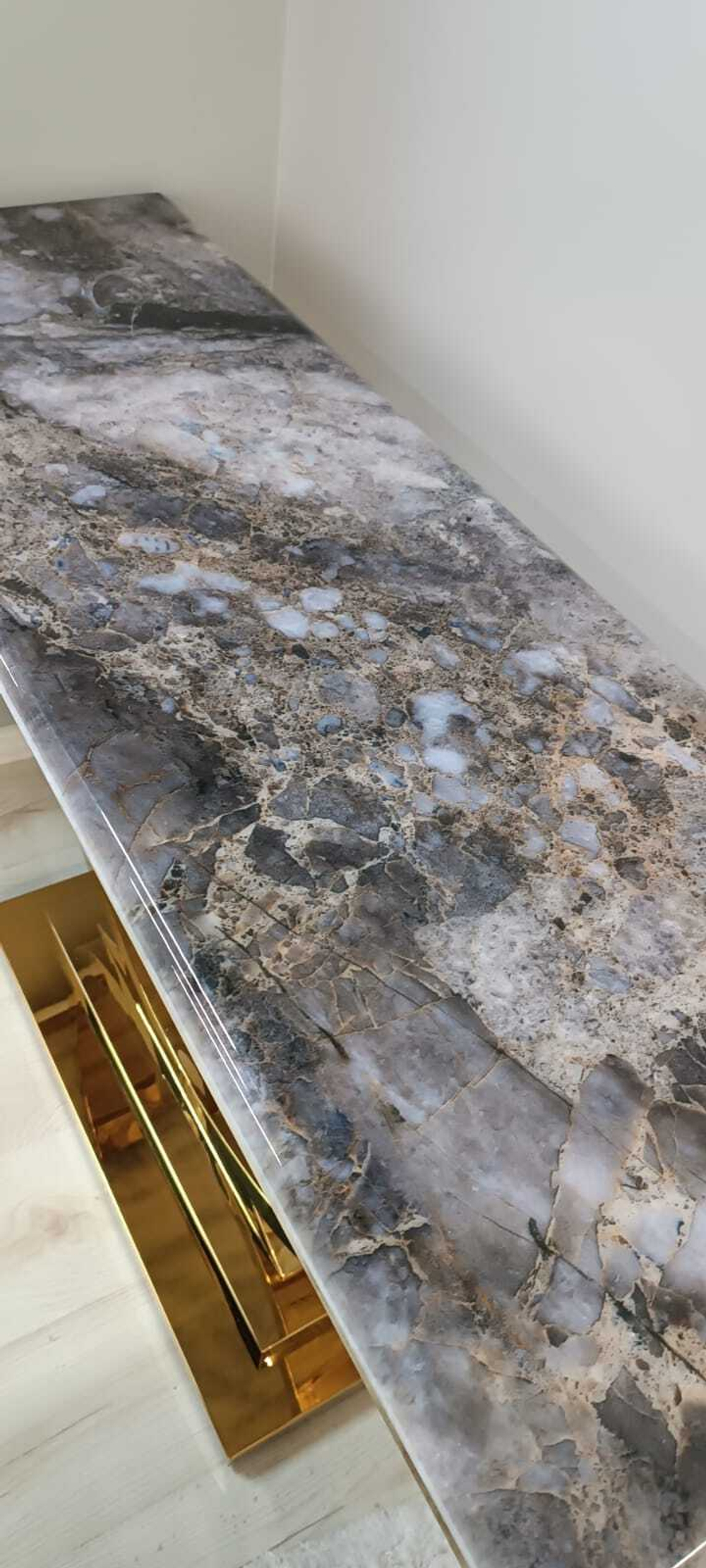 Стол-консоль Ist Casa Лира, 120х40х76 см, темно-серый, золотой