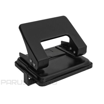 Дырокол до 20л, Спейс, металлический, с линейкой, черный